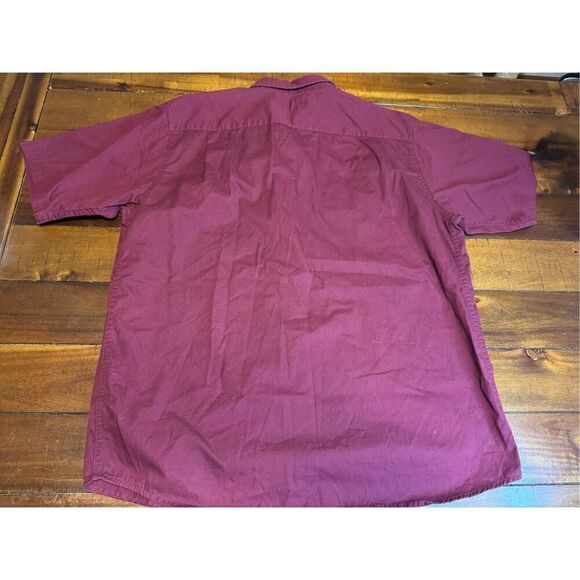 Wrangler Burgundy Mens Short Sleeve Button Up Size Large - Picture 4 of 7